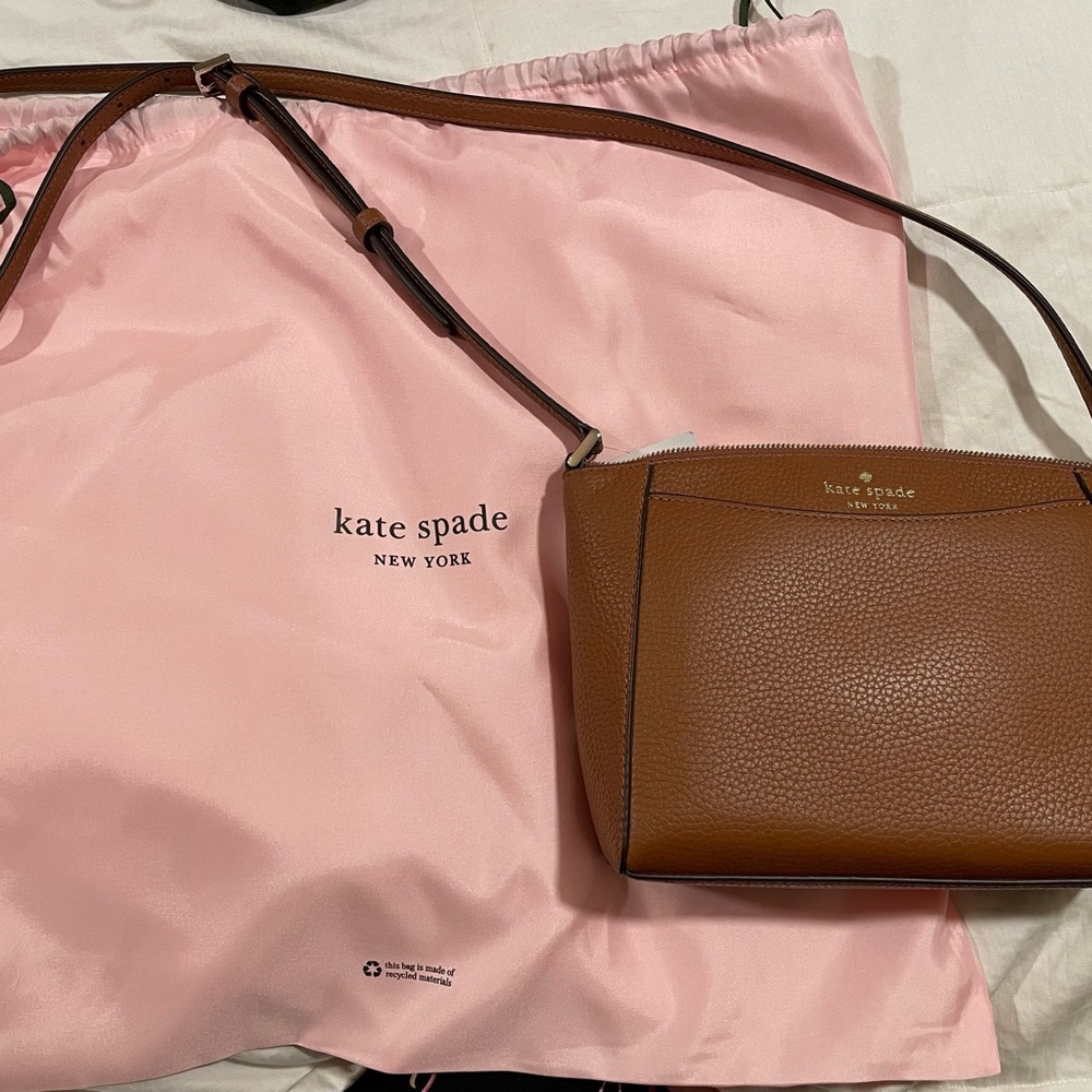 Kate Spade Crossbody Pebbled Leather Warm Ginger Color Nwt Included Dust Bag P4